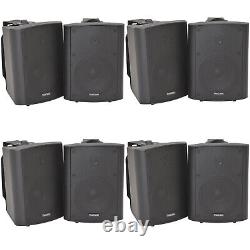 8x 120W Black Wall Mounted Stereo Speakers 6.5 8Ohm Premium Home Audio Music
