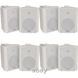 8x 120W White Wall Mounted Stereo Speakers 6.5 8Ohm Premium Home Audio Music