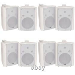 8x 180W White Wall Mounted Stereo Speakers 8 8Ohm LOUD Premium Audio & Music