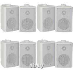 8x 60W 2 Way White Wall Mounted Stereo Speakers 3 8Ohm Mini Background Music