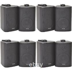 8x 70W 2 Way Black Wall Mounted Stereo Speakers 4 8Ohm Compact Background Music