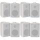8x 70w 2 Way White Wall Mounted Stereo Speakers 4 8ohm Compact Background Music