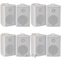 8x 70W 2 Way White Wall Mounted Stereo Speakers 4 8Ohm Compact Background Music