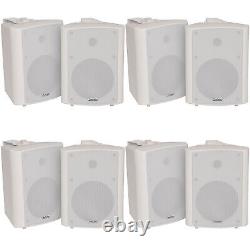 8x 90W White Wall Mounted Stereo Speakers 5.25 8Ohm Quality Home Audio Music