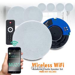 8x Powered Ceiling Speakers WiFi Network Audio Multi Zone Room Music