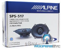 ALPINE SPS-517 CAR 5x7 6x8 2-WAY COAXIAL LOUD SPEAKERS BUILT IN TWEETERS NEW