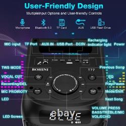 BOHINI Bluetooth Speaker, 160W Peak Powerful Loud Stereo Sound Deep Black