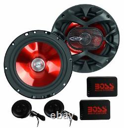 BOSS 6.5 350W Car 2 Way Component Car Audio Speakers System Red Stereo (6 Pack)
