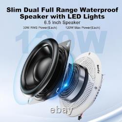 Bluetooth 5.0 6.5 Marine Speakers 240W Slim Outdoor Audio with LED Feature