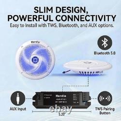 Bluetooth 5.0 6.5 Marine Speakers 240W Slim Outdoor Audio with LED Feature