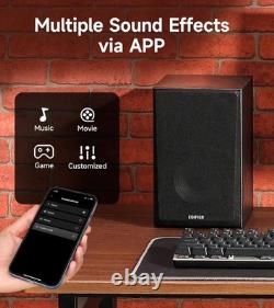 Bluetooth 5.4 Bookshelf Speakers 24W Sound, App Control & Dual Inputs