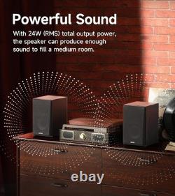 Bluetooth 5.4 Bookshelf Speakers with 24W Power for Stunning Audio Experience