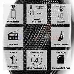 Bluetooth Amplifier Stereo Audio FM Radio System Motorcycle Waterproof 4 Speaker