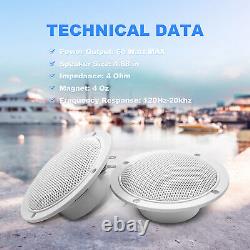 Bluetooth Audio Receiver Marine Radio + 2Pair 4 120W Waterproof Stereo Speakers