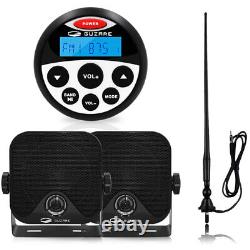 Bluetooth Car Boat Stereo Audio Radio with Waterproof Hanging Speakers and Antenna