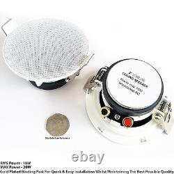 Bluetooth Ceiling Music Kit 4 Zone Stereo Amp & 8x Low Profile HiFi Speaker