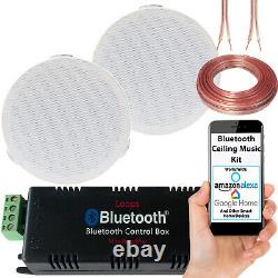 Bluetooth Ceiling Music Kit Mini Amp & 2 Low Profile Speakers Stereo HiFi Sound