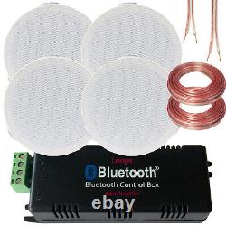 Bluetooth Ceiling Music Kit Mini Amp & 4 Low Profile Speakers Stereo HiFi Sound