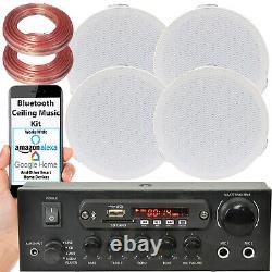 Bluetooth Ceiling Music Kit -PRO Amp & 4x Mini Flush Speakers- Stereo HiFi Sound