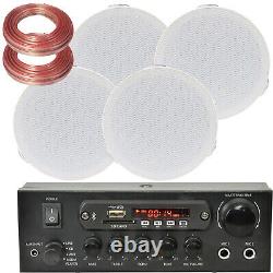 Bluetooth Ceiling Music Kit PRO Amp & 4x Mini Flush Speakers Stereo HiFi Sound
