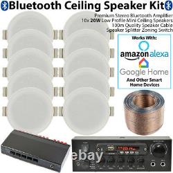 Bluetooth Ceiling Music Kits Pro Amp & Low Profile Speakers Stereo HiFi Sound