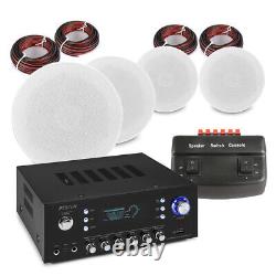 Bluetooth Ceiling Speaker & Amplifier Set, 2-Way Multiroom Home Audio (4x ESCS6)