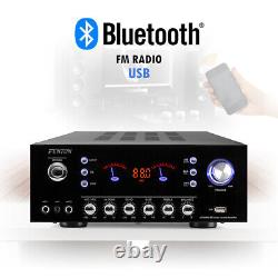 Bluetooth Home Audio Stereo Amplifier HiFi USB FM RCA AUX Karaoke Mic Input 120W