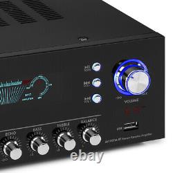 Bluetooth Home Audio Stereo Amplifier HiFi USB FM RCA AUX Karaoke Mic Input 120W