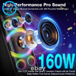 Bluetooth Speaker, 160W Peak Powerful Loud Stereo Sound Deep Bass Wireless Boomb