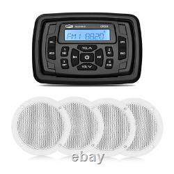 Bluetooth Stereo Marine Audio System Receiver and 4inch Car Audio Speaker 2 Pair