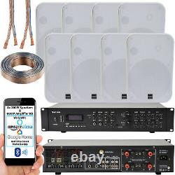 Bluetooth Stereo Sound System White 200W Wall Speaker Channel HiFi Mixer Amp