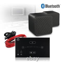 Bluetooth Wall Speaker System Wireless Amp HiFi Stereo Sound Black Cube 4 x2