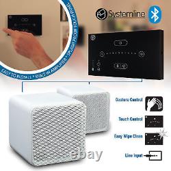 Bluetooth Wall Speaker System Wireless Amp HiFi Stereo Sound White Cube 4 x2