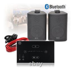 Bluetooth Wall Speaker System Wireless Amp Home HiFi Stereo Sound Black 3 x2