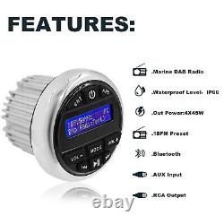 Boat DAB+ Radio Marine Audio Bluetooth Stereo Receiver with 3inch 140W Speakers