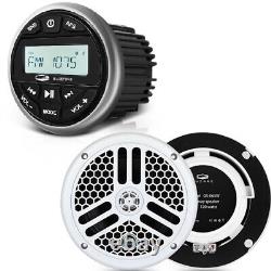 Boat Radio Gauge Style Stereo Marine Bluetooth Headunit and 6.5'' 240W Speakers