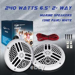 Boat Radio Gauge Style Stereo Marine Bluetooth Headunit and 6.5'' 240W Speakers