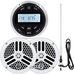 Boat Stereo Marine Audio Bluetooth Receiver + 6.5'' 240W Speakers + Antenna