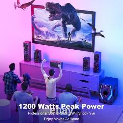 Bobtot Home Theater Systems Surround Sound Speakers 1200 Watts Peak Power 10