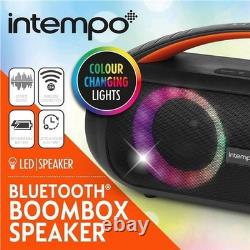 Boombox Bluetooth Speaker LED Colour Changing Lights Stereo Sound