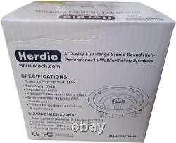 Compact 4 Inch Ceiling Speakers, 160W Lightweight Flush Mount Audio Solution