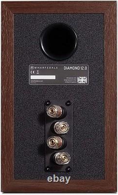 Compact Bookshelf HiFi Speakers 60W Pair Walnut Finish Stereo Audio 8 Ohm