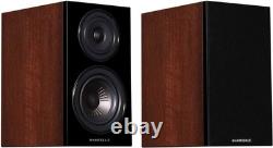 Compact Bookshelf HiFi Speakers 60W Pair Walnut Finish Stereo Audio 8 Ohm