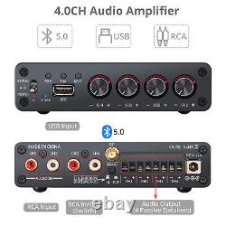 Digital Power Amplifier Bluetooth 5.0 Stereo 4 Channel Mini HiFi Audio Speaker