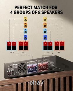 Donner 4 Channel Amplifier Bluetooth Stereo Audio Home Amp 440W Peak Power HiFi