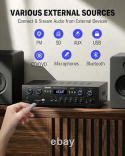 Donner Bluetooth 5.0 Stereo Audio Amplifier Receiver, Peak Power 440 W Hi-Fi Wir