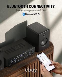 Donner Bluetooth 5.0 Stereo Audio Amplifier Receiver, Peak Power 440 W Hi-Fi Wir