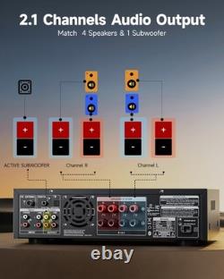 Donner MAMP2 Stereo Audio Amplifier, 600W Peak 2 Channel Receiver with Bluetooth