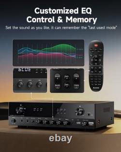 Donner MAMP2 Stereo Audio Amplifier, 600W Peak 2 Channel Receiver with Bluetooth