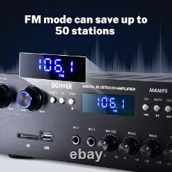 Donner MAMP5 600W 4-Channel Bluetooth HiFi Audio Power Amplifier Receiver Home